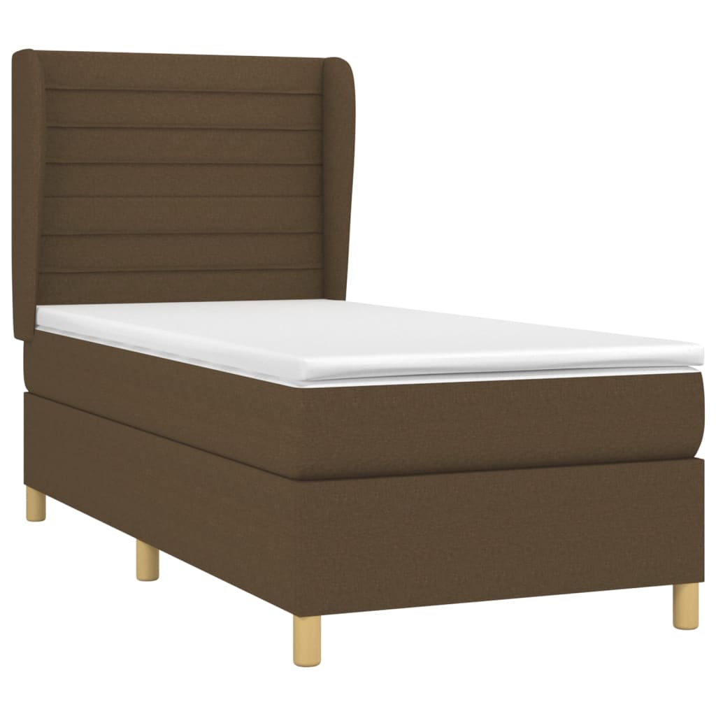 Box Spring Postel S Matrací Tmavě Hnědá 80X200 Cm Textil
