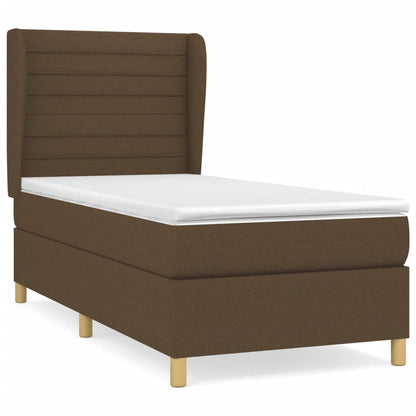 Box Spring Postel S Matrací Tmavě Hnědá 90X190 Cm Textil
