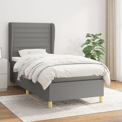 Box Spring Postel S Matrací Textil Tmavě Šedá