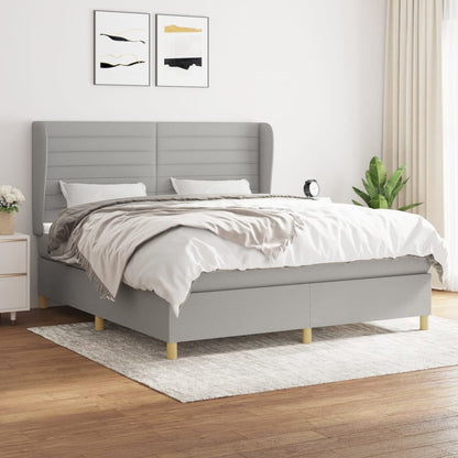Box Spring Postel S Matrací Textil Světle Šedá