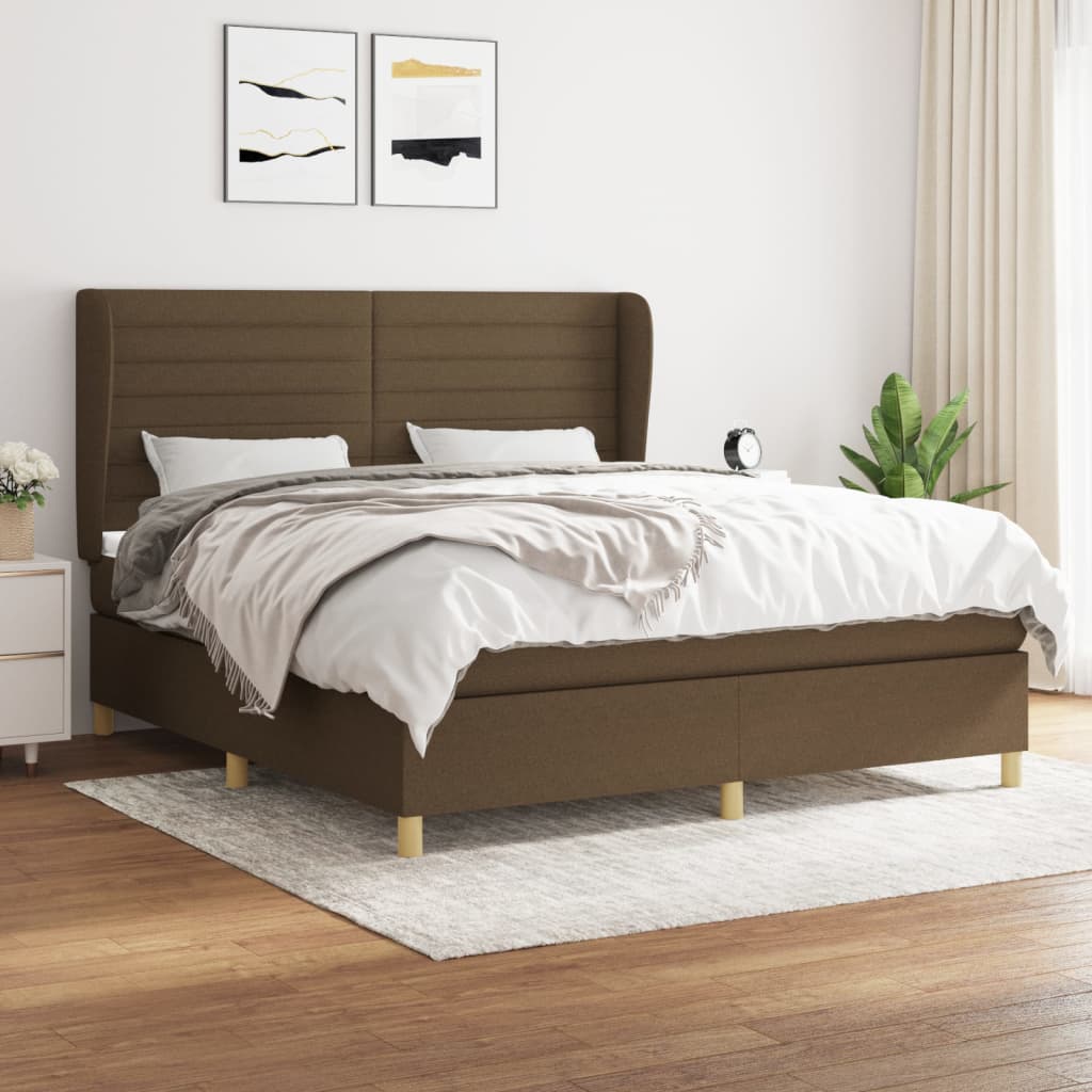 Box Spring Postel S Matrací Tmavě Hnědá 160X200 Cm Textil