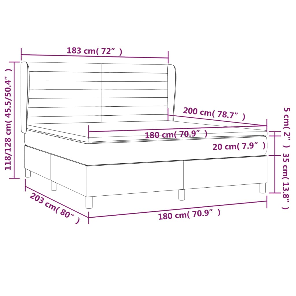 Box Spring Postel S Matrací Tmavě Hnědá 180X200 Cm Textil