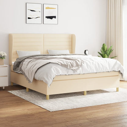 Box Spring Postel S Matrací Textil Krémová