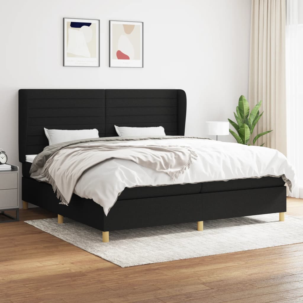 Box Spring Postel S Matrací Černá Textil Černá