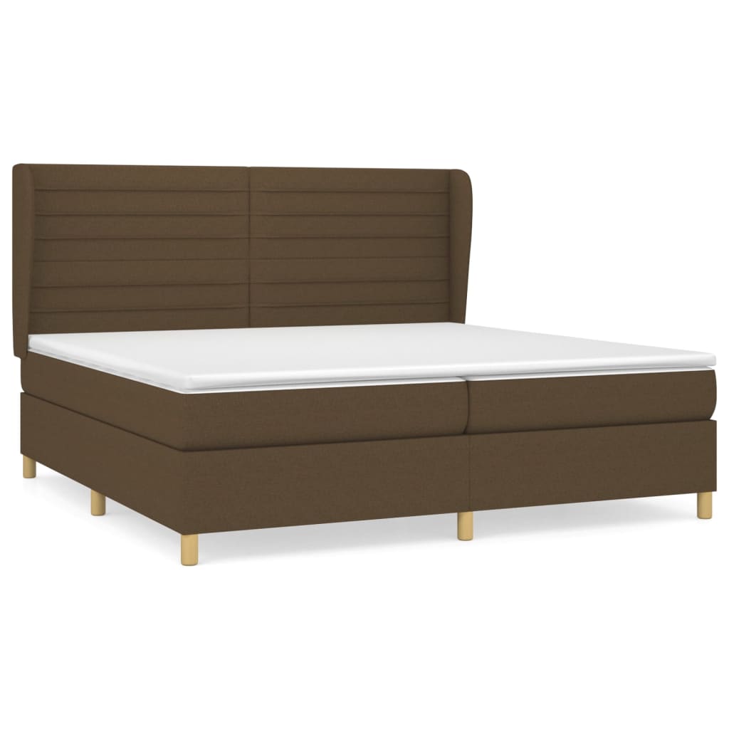 Box Spring Postel S Matrací Tmavě Hnědá 200X200 Cm Textil