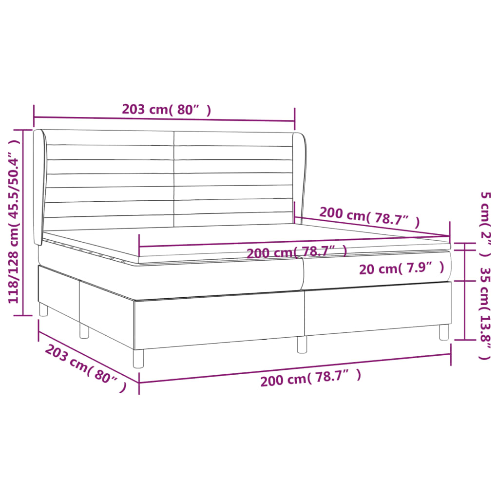 Box Spring Postel S Matrací Tmavě Hnědá 200X200 Cm Textil