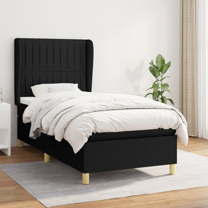 Box Spring Postel S Matrací Černá Textil Černá