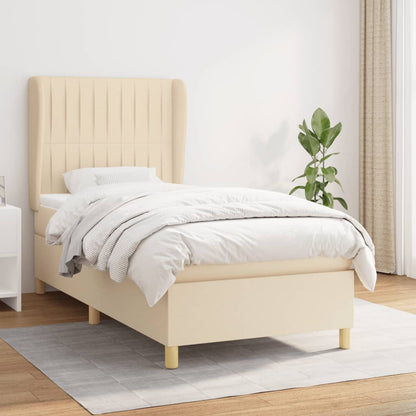Box Spring Postel S Matrací Textil Krémová