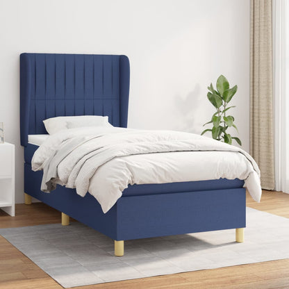 Box Spring Postel S Matrací Textil Modrá