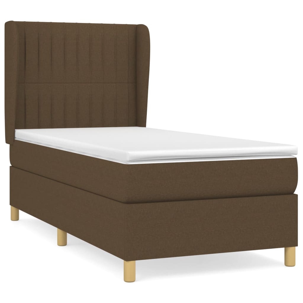 Box Spring Postel S Matrací Tmavě Hnědá 90X200 Cm Textil