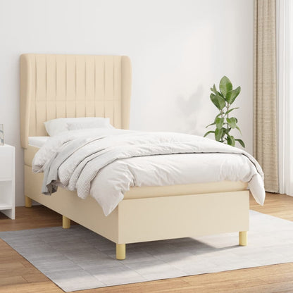 Box Spring Postel S Matrací Textil Krémová