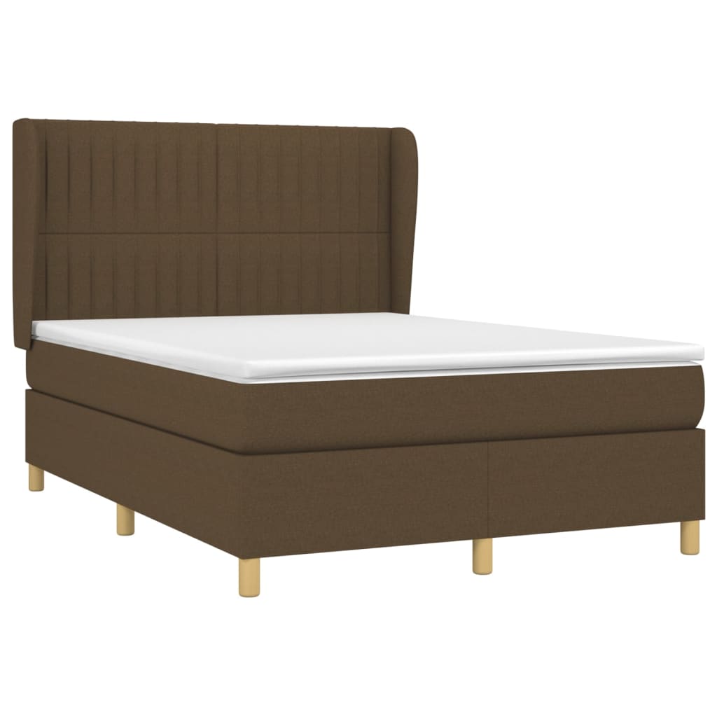 Box Spring Postel S Matrací Tmavě Hnědá 140X200 Cm Textil