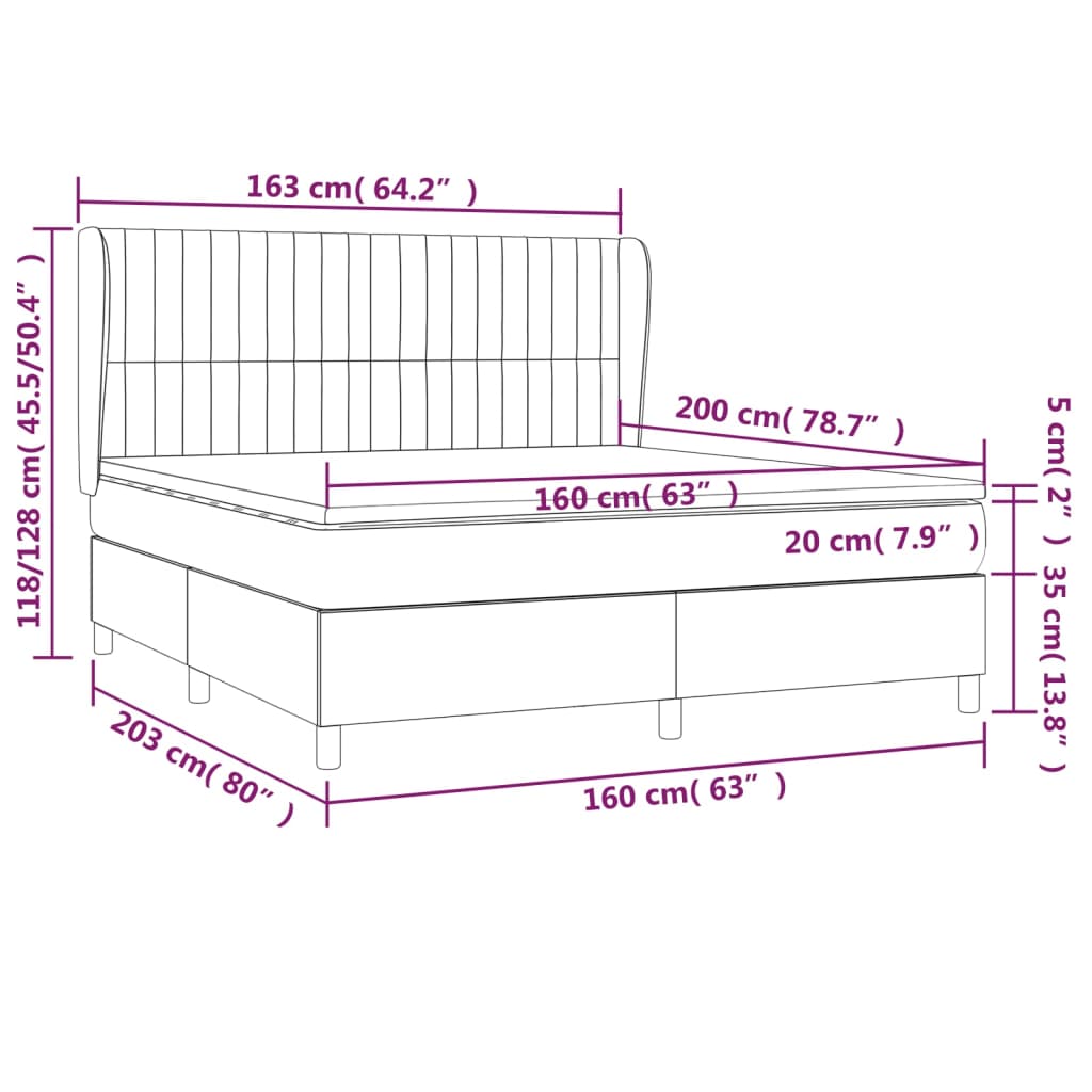 Box Spring Postel S Matrací Tmavě Hnědá 160X200 Cm Textil