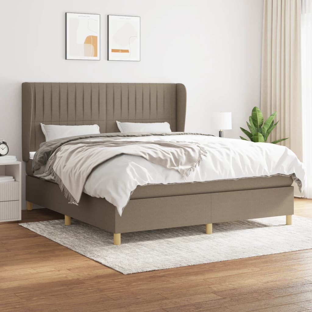 Box Spring Postel S Matrací Textil Taupe