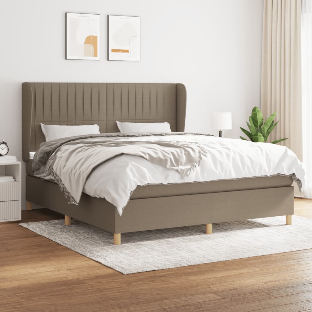 Box Spring Postel S Matrací Textil Taupe