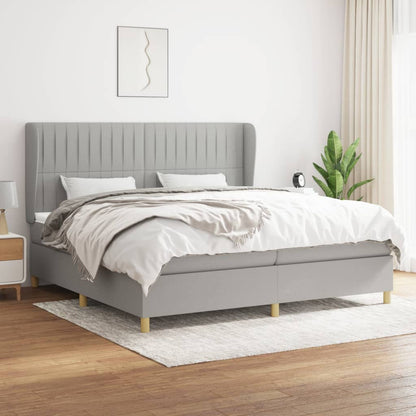 Box Spring Postel S Matrací Textil Světle Šedá