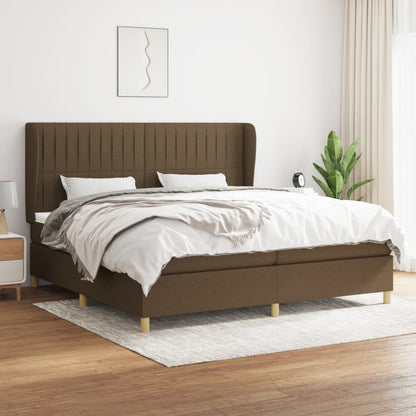 Box Spring Postel S Matrací Tmavě Hnědá 200X200 Cm Textil