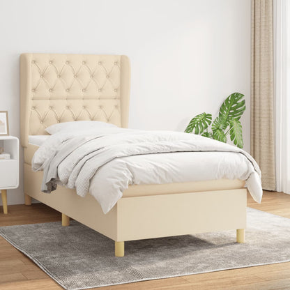Box Spring Postel S Matrací Textil Krémová