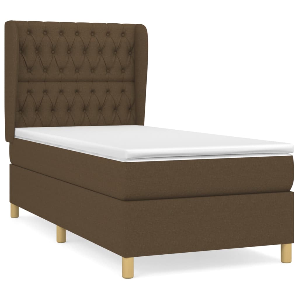 Box Spring Postel S Matrací Tmavě Hnědá 90X190 Cm Textil