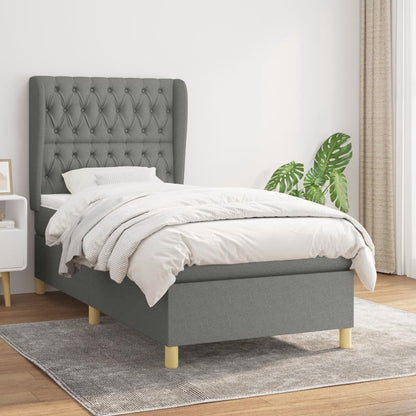 Box Spring Postel S Matrací Textil Tmavě Šedá