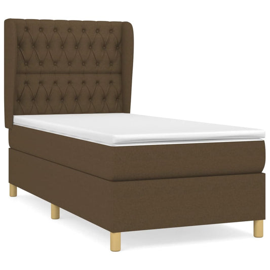 Box Spring Postel S Matrací Textil Tmavě Hnědá