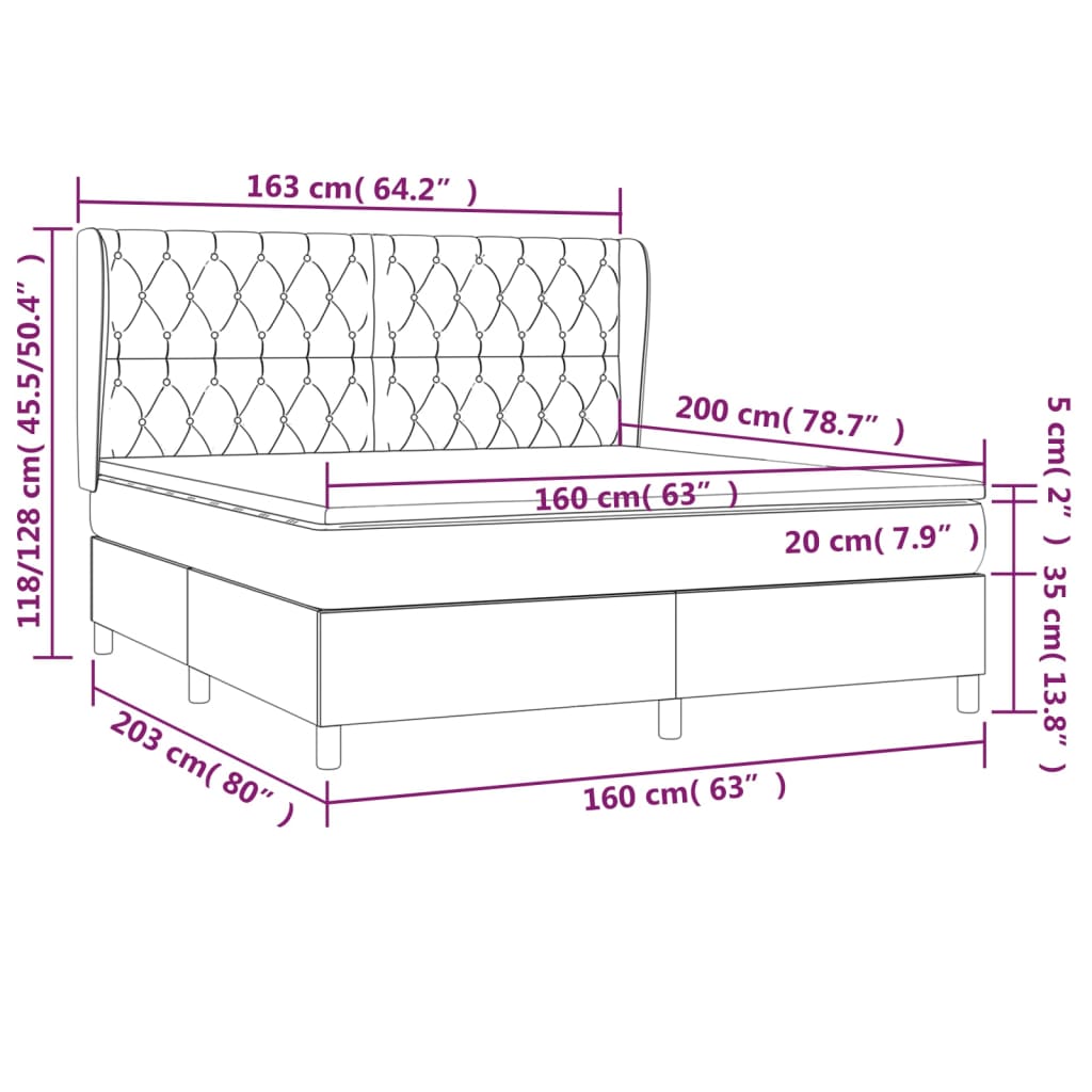 Box Spring Postel S Matrací Tmavě Hnědá 160X200 Cm Textil
