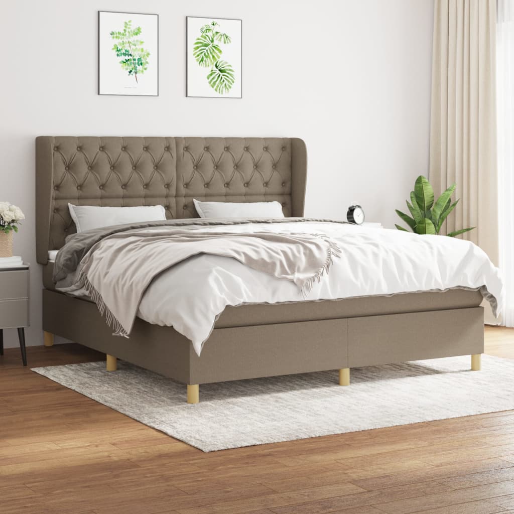 Box Spring Postel S Matrací Textil Taupe