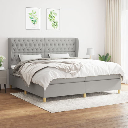 Box Spring Postel S Matrací Textil Světle Šedá
