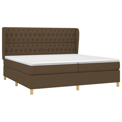Box Spring Postel S Matrací Tmavě Hnědá 200X200 Cm Textil