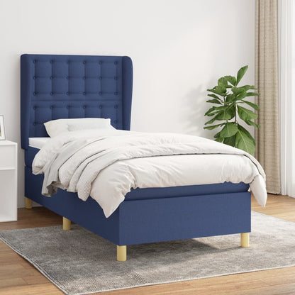Box Spring Postel S Matrací Textil Modrá