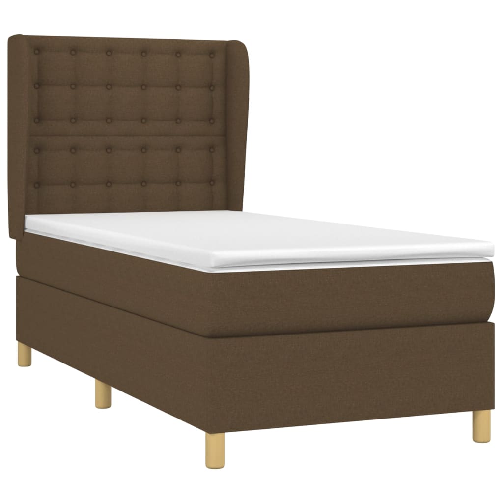 Box Spring Postel S Matrací Tmavě Hnědá 100 X 200 Cm Textil