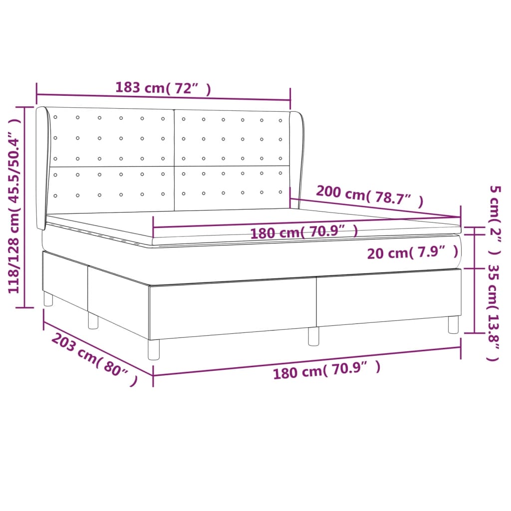 Box Spring Postel S Matrací Tmavě Hnědá 180X200 Cm Textil