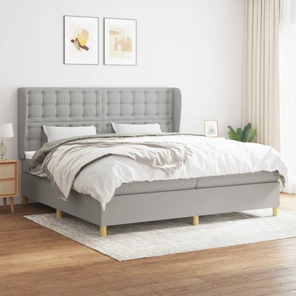 Box Spring Postel S Matrací Textil Světle Šedá