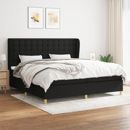Box Spring Postel S Matrací Černá Textil Černá