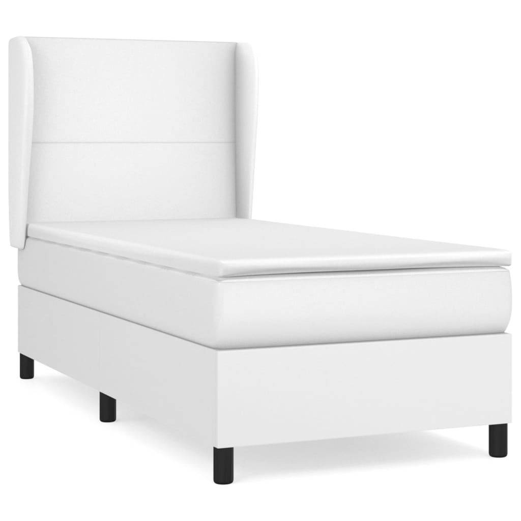 Box Spring Postel S Matrací Bílá 80 X 200 Cm Umělá Kůže