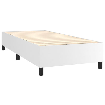 Box Spring Postel S Matrací Bílá 80 X 200 Cm Umělá Kůže