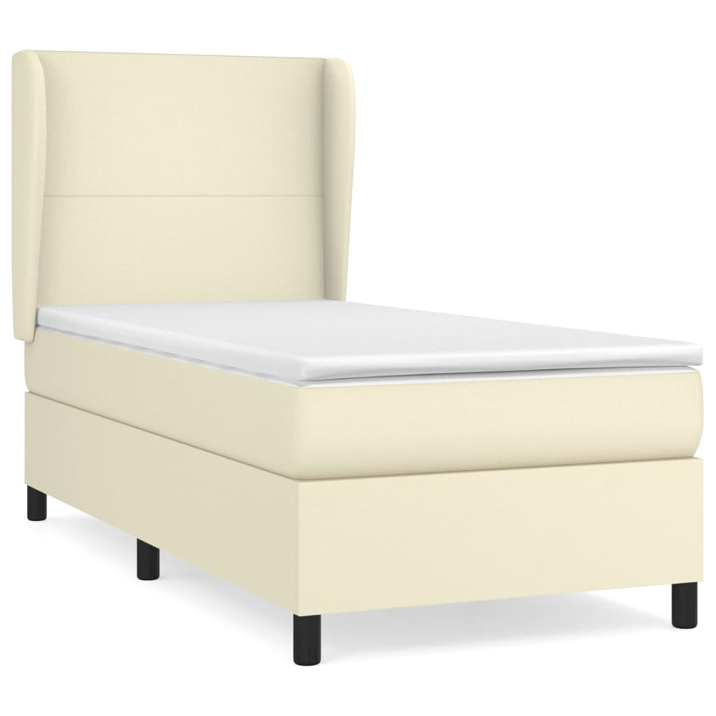 Box Spring Postel S Matrací Krémová 80 X 200 Cm Umělá Kůže