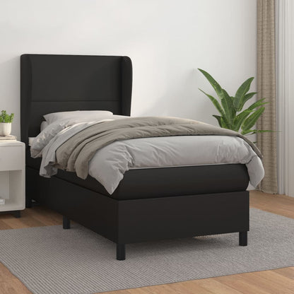Box Spring Postel S Matrací Černá Umělá Kůže Černá