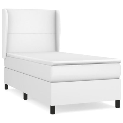 Box Spring Postel S Matrací Bílá 90X200 Cm Umělá Kůže