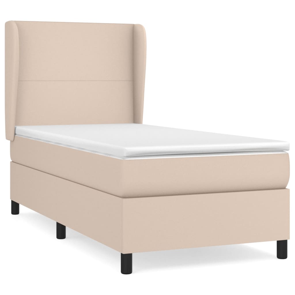 Box Spring Postel S Matrací Cappuccino 90X200 Cm Umělá Kůže