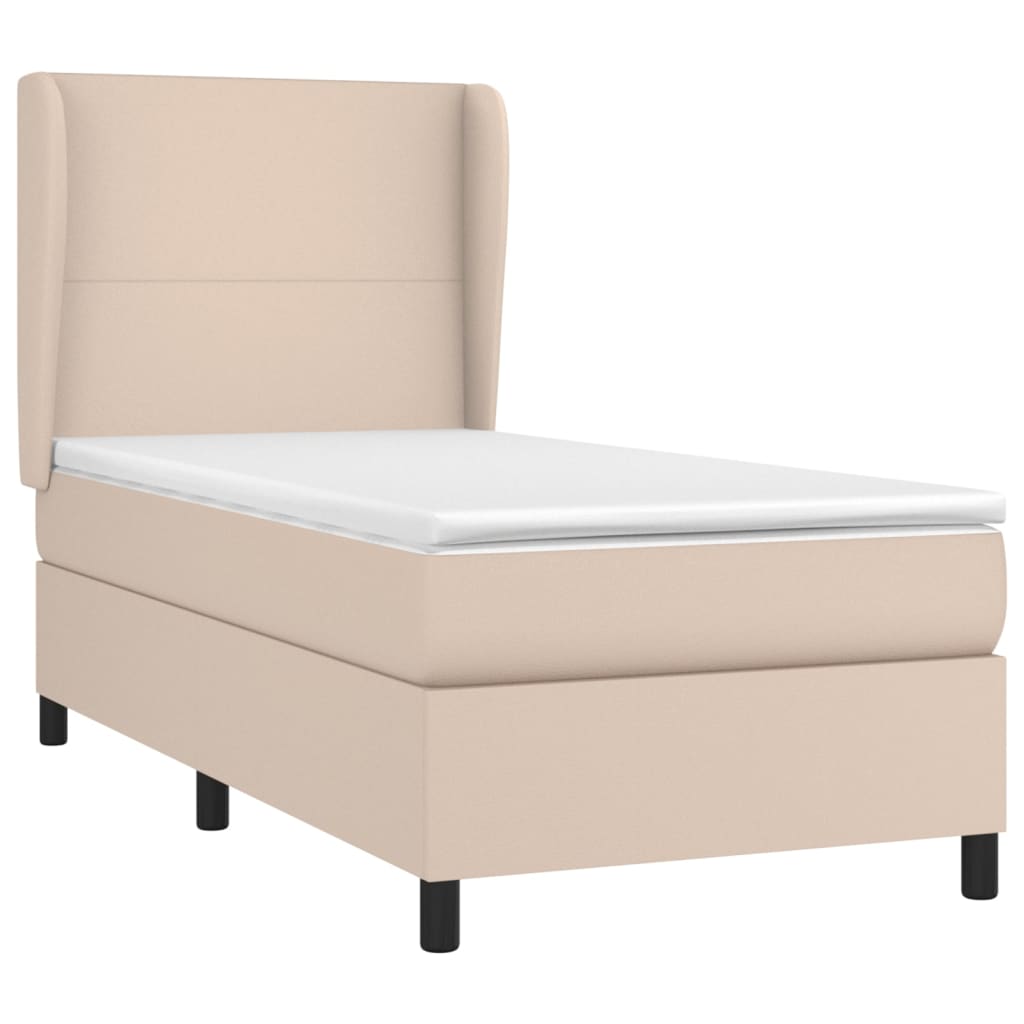 Box Spring Postel S Matrací Cappuccino 90X200 Cm Umělá Kůže