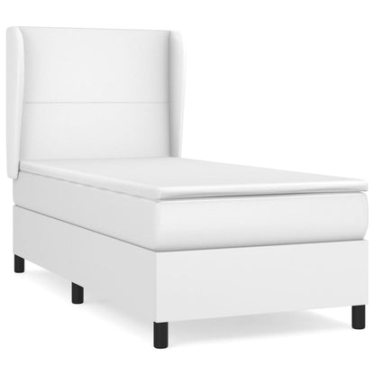 Box Spring Postel S Matrací Bílá 100X200 Cm Umělá Kůže