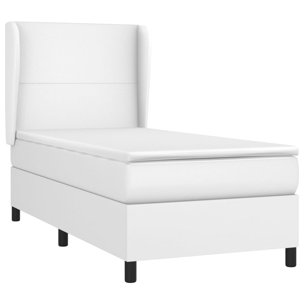 Box Spring Postel S Matrací Bílá 100X200 Cm Umělá Kůže