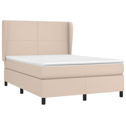 Box Spring Postel S Matrací Cappuccino 140X190 Cm Umělá Kůže