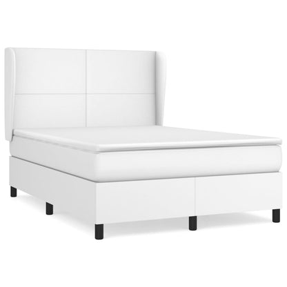 Box Spring Postel S Matrací Bílá 140X200 Cm Umělá Kůže