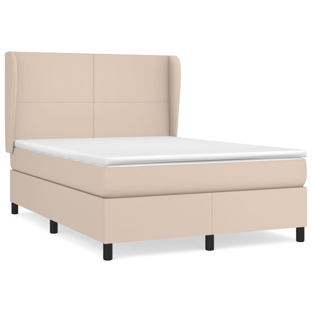 Box Spring Postel S Matrací Cappuccino 140X200 Cm Umělá Kůže