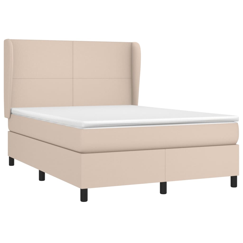 Box Spring Postel S Matrací Cappuccino 140X200 Cm Umělá Kůže