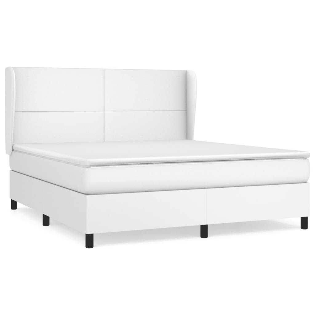 Box Spring Postel S Matrací Bílá 160X200 Cm Umělá Kůže