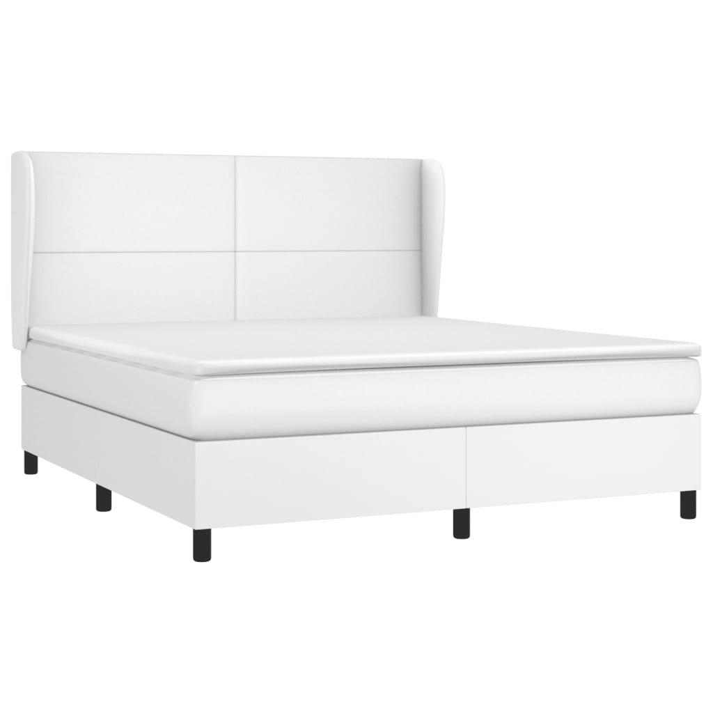 Box Spring Postel S Matrací Bílá 160X200 Cm Umělá Kůže