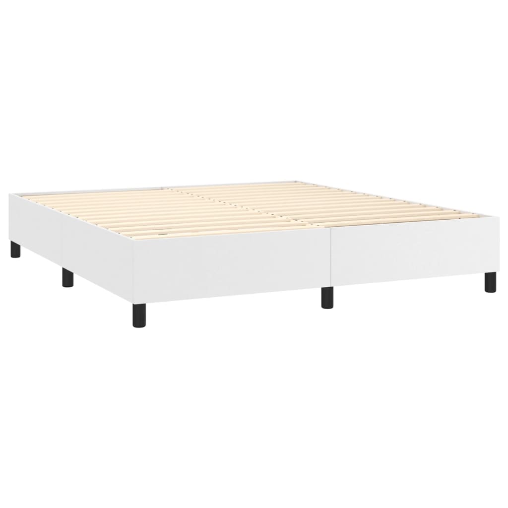 Box Spring Postel S Matrací Bílá 160X200 Cm Umělá Kůže